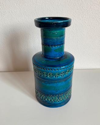 Vaso vintage in ceramica smaltata blu/turchese