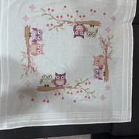 Tovaglia punto croce gufi