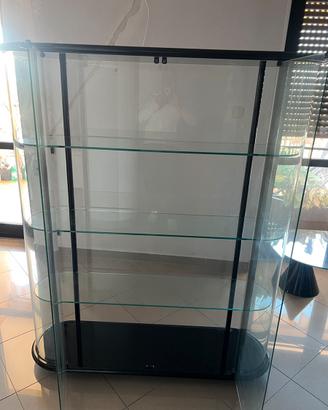 Vetrina in vetro ovale e legno