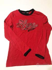 Love Moschino Maglia Rossa Manica Lunga con Strass