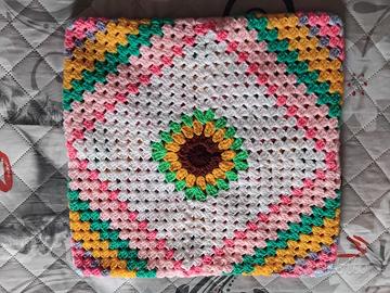 Copri cuscino girasole ad uncinetto