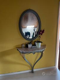 Mobile da ingresso in marmo con specchio tavolino