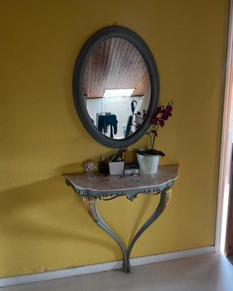 Mobile da ingresso in marmo con specchio tavolino