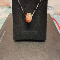 charm in vetro di Murano con Catenina in acciaio 