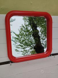 Specchio anni 70, rosso design modernariato 