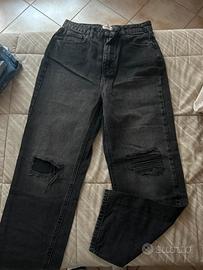 jeans nero strappato donna