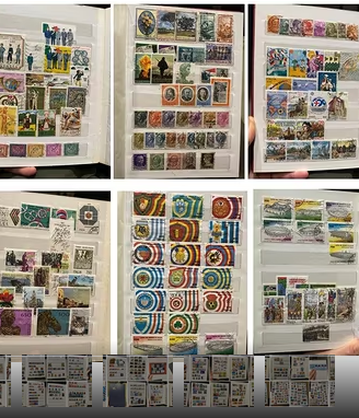 3 Raccoglitori circa 1000 Francobolli vintage