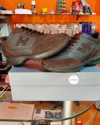 SCARPE HOGAN INTERACTIVE TAGLIA 7 IN PELLE MARRONE