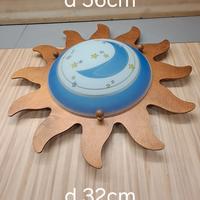 Plafoniera Sole Luna in Legno