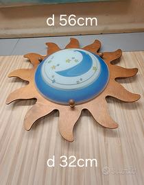 Plafoniera Sole Luna in Legno