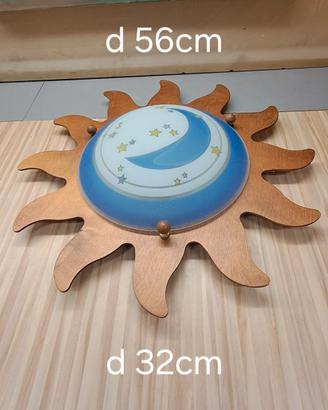 Plafoniera Sole Luna in Legno