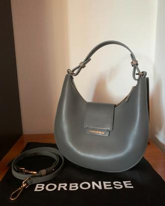 Borsa Borbonese modello Hobo Luna pelle grigio.