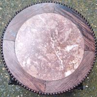 Tavolino Cinese antico in Legno di Rosa e Marmo