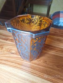Vaso Art Déco vetro ambra e argento anni 30