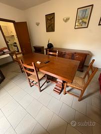 Tavolo da pranzo in legno massello 190x90 4 sedie