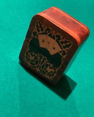 Portacarte da gioco in legno intarsiato