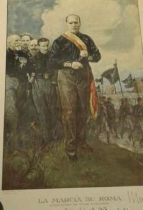 Litografia Fascista Mussolini Marcia su Roma RRRRR