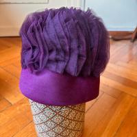  Cappello vintage anni 50 viola con tulle artigian