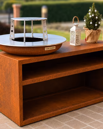 BBQ - Barbecue in corten, piano cottura 90cm