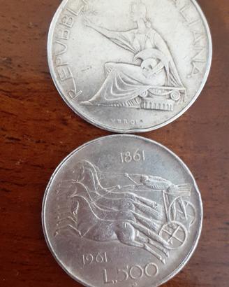 500 lire d'argento Quadriga 
