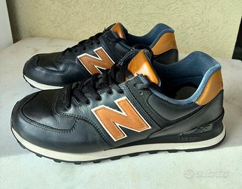 New Balance 574 pelle nere scarpe sneakers