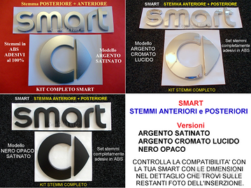 SMART KIT STEMMA EMBLEMA LOGO ANTERIORE POSTERIORE