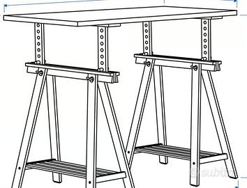 Tavolo IKEA  Azzurro, cavalletti, regolabile 
