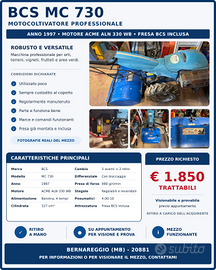 Motocoltivatore BCS MC 730 benzina con fresa