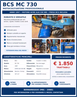 Motocoltivatore BCS MC 730 benzina con fresa