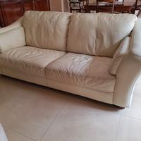 DIVANO IN VERA PELLE BIANCO AVORIO