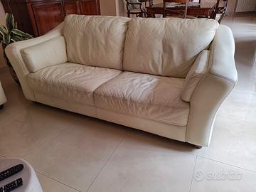 DIVANO IN VERA PELLE BIANCO AVORIO