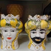 coppia teste di moro con limoni  cm.25