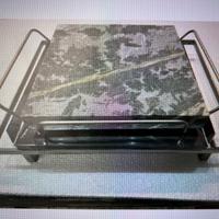 Bistecchiera in pietra ollare con vassoio in accia