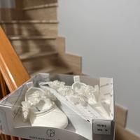 Set battesimo fascia capelli-scarpine tg. 18 NUOVO