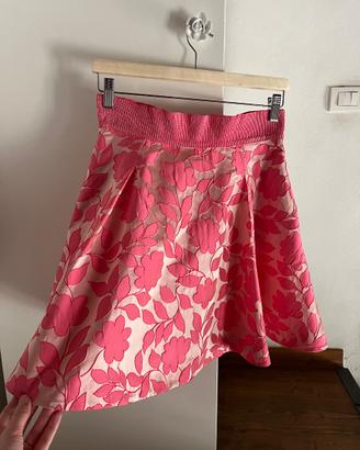 Minigonna svasata floreale rosa Pinko