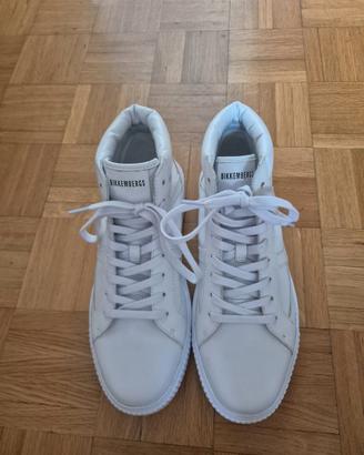 Bikkembergs sneakers alte in pelle bianca