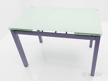 Tavolo acciaio e vetro satinato 110x70 > 170x70