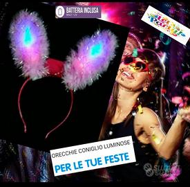 ORECCHIE LUMINOSE DA CONIGLIETTA COSTUME Feste