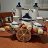 Set olio, aceto, sale e pepe in ceramica
