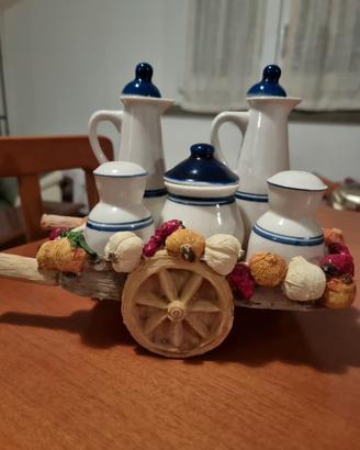 Set olio, aceto, sale e pepe in ceramica