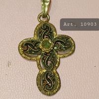 Ciondolo Croce in oro antico ed argento anni 40