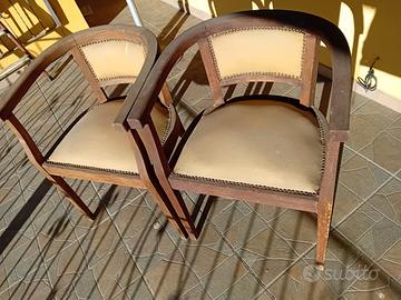 poltrone legno e pelle