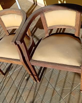 poltrone legno e pelle