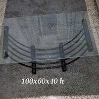 Tavolo laccato nero con piano  in vetro