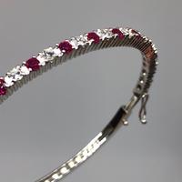 Bracciale oro bianco diamanti e rubini certificato