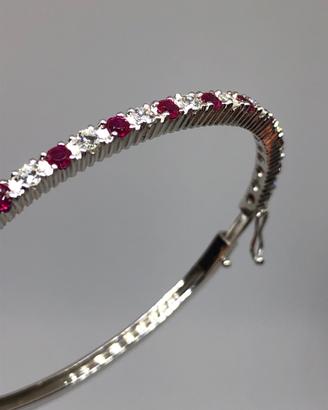 Bracciale oro bianco diamanti e rubini certificato
