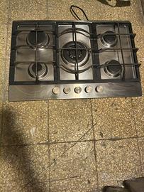 Piano cottura a gas 5 fuochi in acciaio inox -