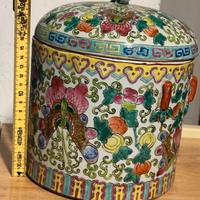vaso cachepot cinese in porcellana con coperchio