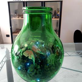 Damigiana in vetro verde bocca larga

