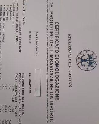 CERTIFICATI RINA X  12 MIGLIA 